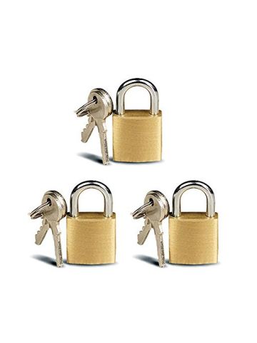 3 Small Metal Padlocks Mini Brass Tiny Box Locks Keyed Jewelry 2 Keys 20mm New