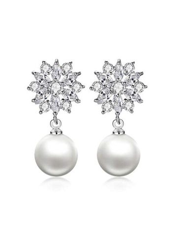 Y&D European And American Style Delicate Ladies, Flowers, Pearl Earrings
