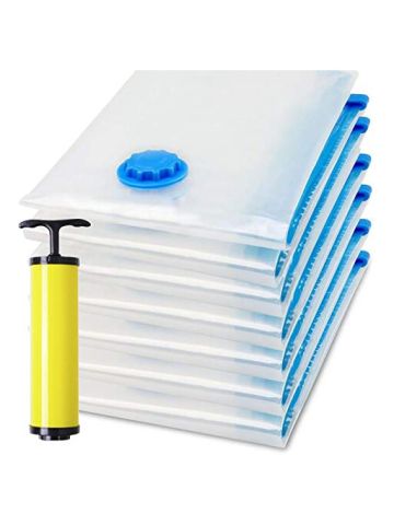 Vacuum Space Saver Reusable Sealer Storage Bags 70 X100 Cm, Pack Of 7, With Suction Pump