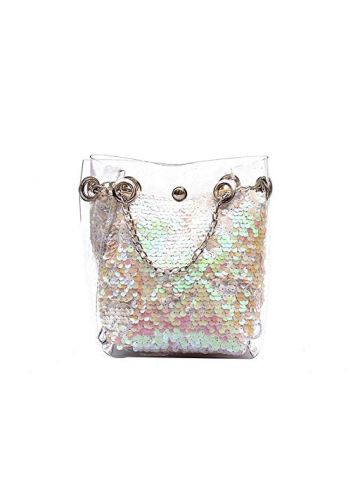Y&D Women's Fashion Bag Stylish Chic White Crystal Transparent Alloy Chain Colorful All Match Shoulder Bag Multi