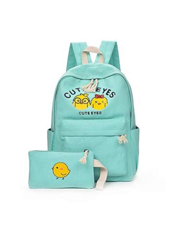 Y&D Student's 2PC Bag Unique Cartoon Pattern Zipper Preppy Multifunctional Chic Backpack Set Light Blue Color B07NDYKKFD