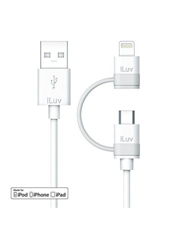 iluv 2-in-1 Lightning Cable With Micro USB, White