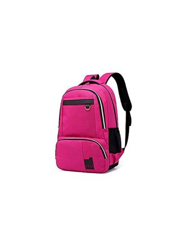 Y&D Student's Bag Plain Style Zipper Preppy Large Capacity Chic Solid Color School Backpack Pink B07NDYV5ZJ