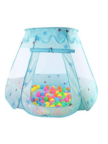 Indoor Polyester Play House Baby Ocean Ball Pit Pool Kids Princess Hexagonal Tent-Blue