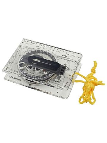Compass Liquid Filled, Adjustable Declination, Magnetic Heading - for Navigation, Orienteering and Survival - Transparent