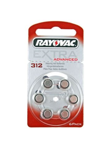 Rayovac Type 312 Hearing Aid Batteries, 6 Pack