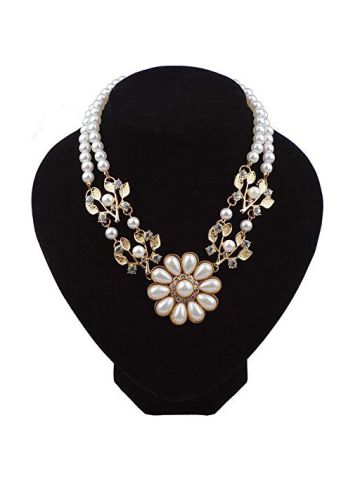 Y&D European And American Fashion Gemstone Pearl Necklace Double Row Short Pearl Club Big Shortness Of Breath Necklace Chain