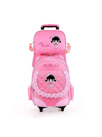 Y&D Kids's Trolly Bag 2Pcs Set Multifunctional Detachable School Backpack Set Baby Pink  B07P1PJX8R