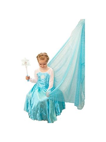 Frozen Inspired Elsa Snowflake Dress W/Train