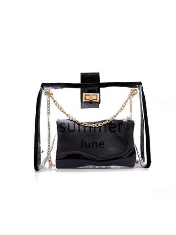 Y&D Women's Stylish Bag 2in1 Transparent Shiny Sequins Trendy Shoulder Bag Black B07NDYQGDT