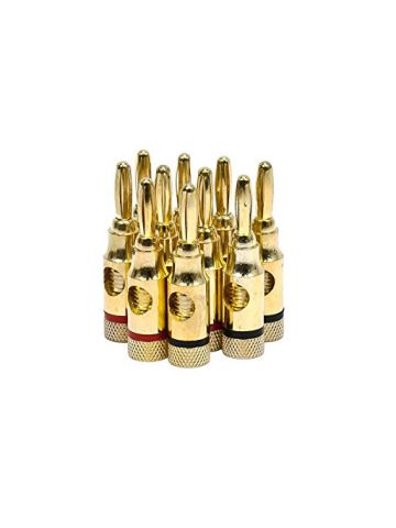 Monoprice 109437 High Quality Brass Speaker Banana Plugs 5-Pair, Open Screw Type