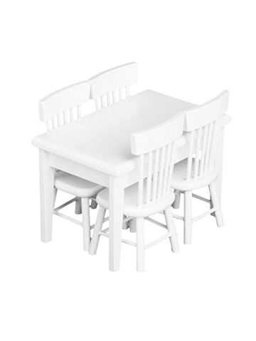 Zungtin 5pcs White Dining Table Chair Model Set