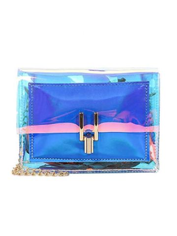 Y&D Women's Bag Chic Fashion Transparent Versatile Alloy Chain Shoulder Bag Blue B07NDXLCC6