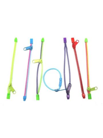 Neon New Zip Bracelet Wristband Dual & Single Color Metal Zipper Bracelet