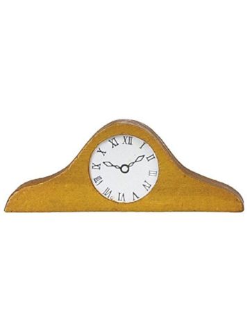 Dolls House Miniature Accessory Ornamental Wooden Mantle Clock