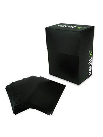 VaultX Deck Box And 100 Black Card Sleeves Medium Size For 70-80 Sleeved Cards PVC