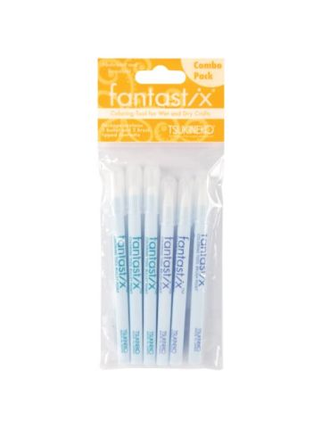 Fantastix Coloring Tool For Wet & Dry Media 6 Per Package Combo 3 Brush Points & 3 Bullet Points