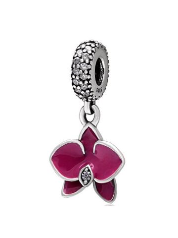 Soul Beads Authentic 925 Sterling Silver Dangling Charms Orchid