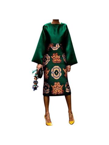 Y&D Fashion Dress, Long Sleeved Dress In Vintage Print