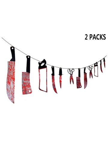 24PCS Bloody Weapons Garland Props - Halloween Zombie Vampire