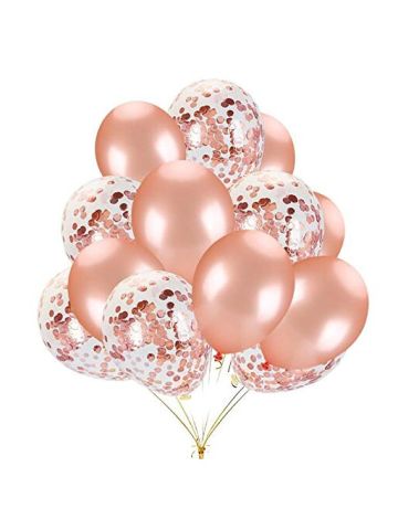 16 Pcs Balloons Decorations Set Include Rose Gold Latex Balloons and Foil Confetti Filled Balloons
