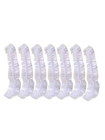 100 Pcs Clear Disposable Plastic Shower Bath Caps for Spa Hair Salon WH