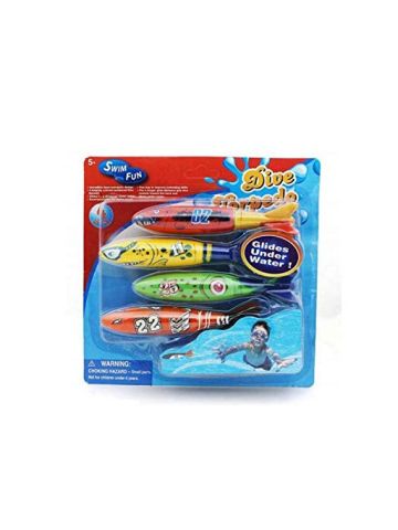 Children's Beach Swimming Pool Play with Water Toys  Four-Pieces Suit Diving Torpedo Toys