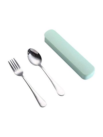 2 Pcs Portable Fork Spoon Travel Cutlery Set Portable Travel Silverware Utensils