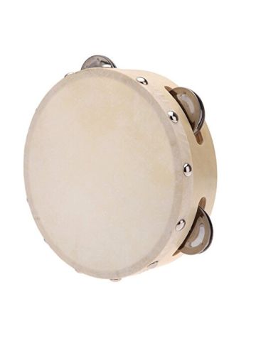 Sodial(R) 6in Hand Held Tambourine Drum Bell  Musical Toy