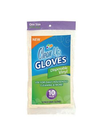 Clean Up Disposable Vinyl Gloves, 10-Pack