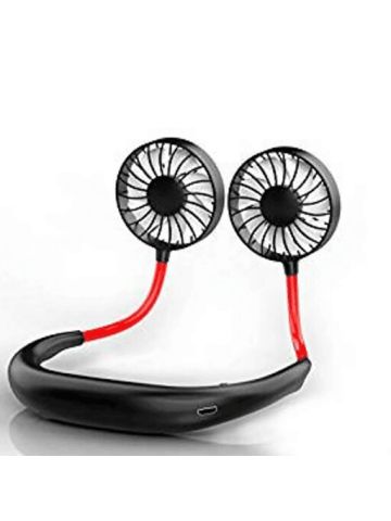 Lazy Neck Hanging Style Dual Cooling Fan - Portable with Usb Rechargeable Neckband Battery Operated Quiet for Office Room