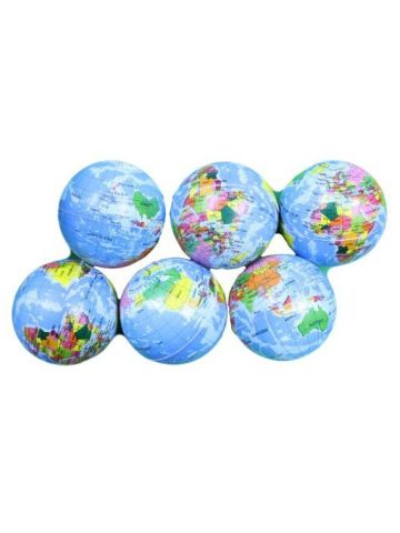 4 Inch Foam Stress Earth Globe Balls Lot Of 6 Pieces