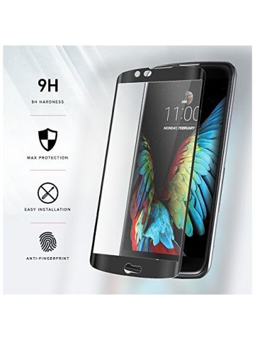 LG K10 Premier Lte L62 Vl L61 Al - Full Edge To Edge Lightning Shield 0.2mm Tempered Glass Screen Protector - Black