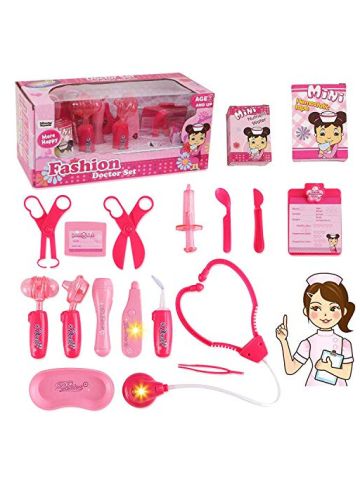 Deluxe Pink Doctor Medical Kit Playset For Kids - Pretend Play Tools Toy Set