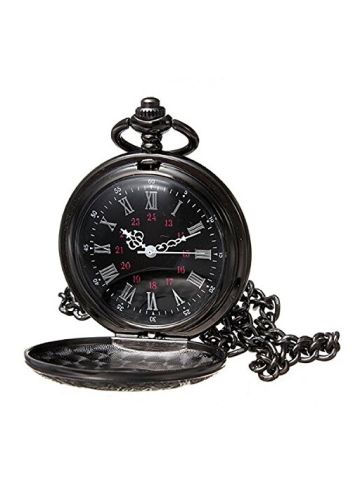 Topwell Black Pocket Watch Roman Pattern  Quartz Roman Pocket Watch