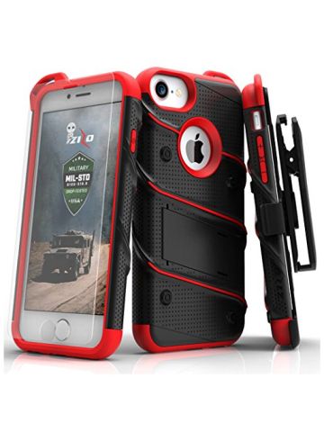 For IPhone 7 / 6s / 6 4.7in - Bolt Cover W/ Kickstand, Holster, Tempered Glass Screen Protector