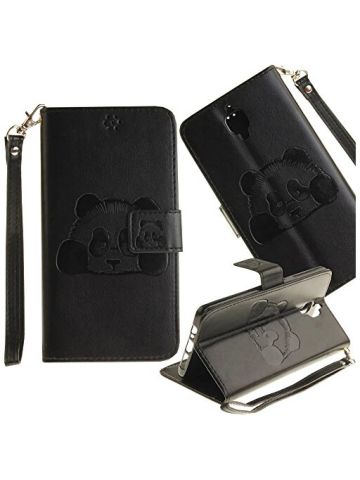 Emboss Panda Design Magnetic Flip Closure PU Leather Wallet Cover