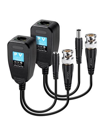 Passive Video Balun With Power Connector And RJ45 CAT5 Data Transmitter 1 Pair
