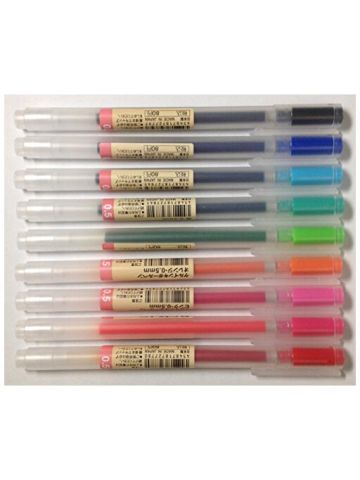 Muji Gel Ink Ballpoint Pens Multicolor