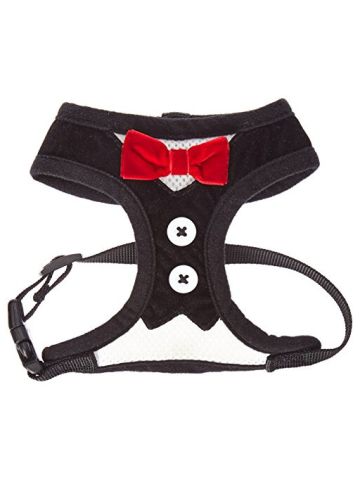Bingpet Velvet Red Bowtie Gentleman Suit Boy Dog Tuxedo Harness Vest For Dogs