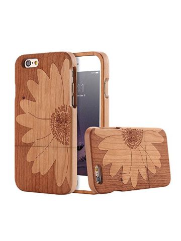 Floveme Wooden Engraving Pattern Cover Holder -For IPhone 5 5s Se Case,