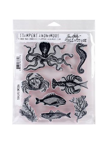 Tim Holtz Cling Stamps 7X8.5-Sea Life