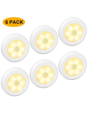 6 Packs Motion Sensor Light, Cordless Battery-Powered Led Night Lights