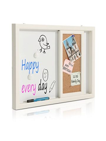 White Wood Framed Wall Mounted Message Center
