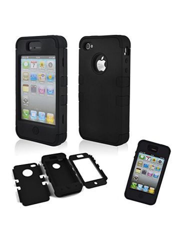 3in1 Rubber + Plastic High Impact Hybrid Hard Case Protective Cover For IPhone 4 4s
