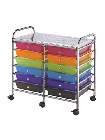Double Storage Cart W/12 Drawers-25.5X26X15.5 Multicolor Pack Of 1