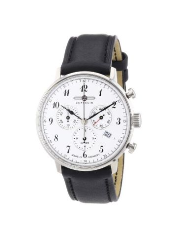 Mens Black Leather Watche  Zeppelin Hindenburg
