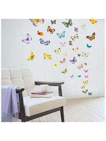 Amaonm 50 Pcs Colorful Butterfly Wall Decal  Wall Stickers Home Decor Heart