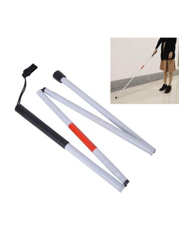 Visually Impaired Blind Walking Stick 4 Section Folding Aluminum Cane 124 Cm Long
