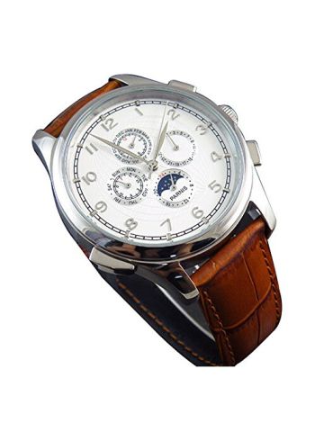 White Globe Dial Automaitc  Unisex Brown Silver Wrist Watch